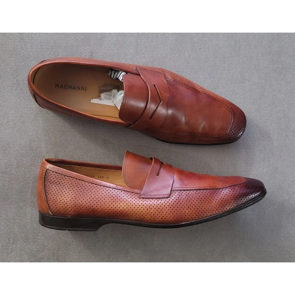 Magnanni Men's Congac Slip On‎ Loafers Made In Portugal Size 10.5 M 23159